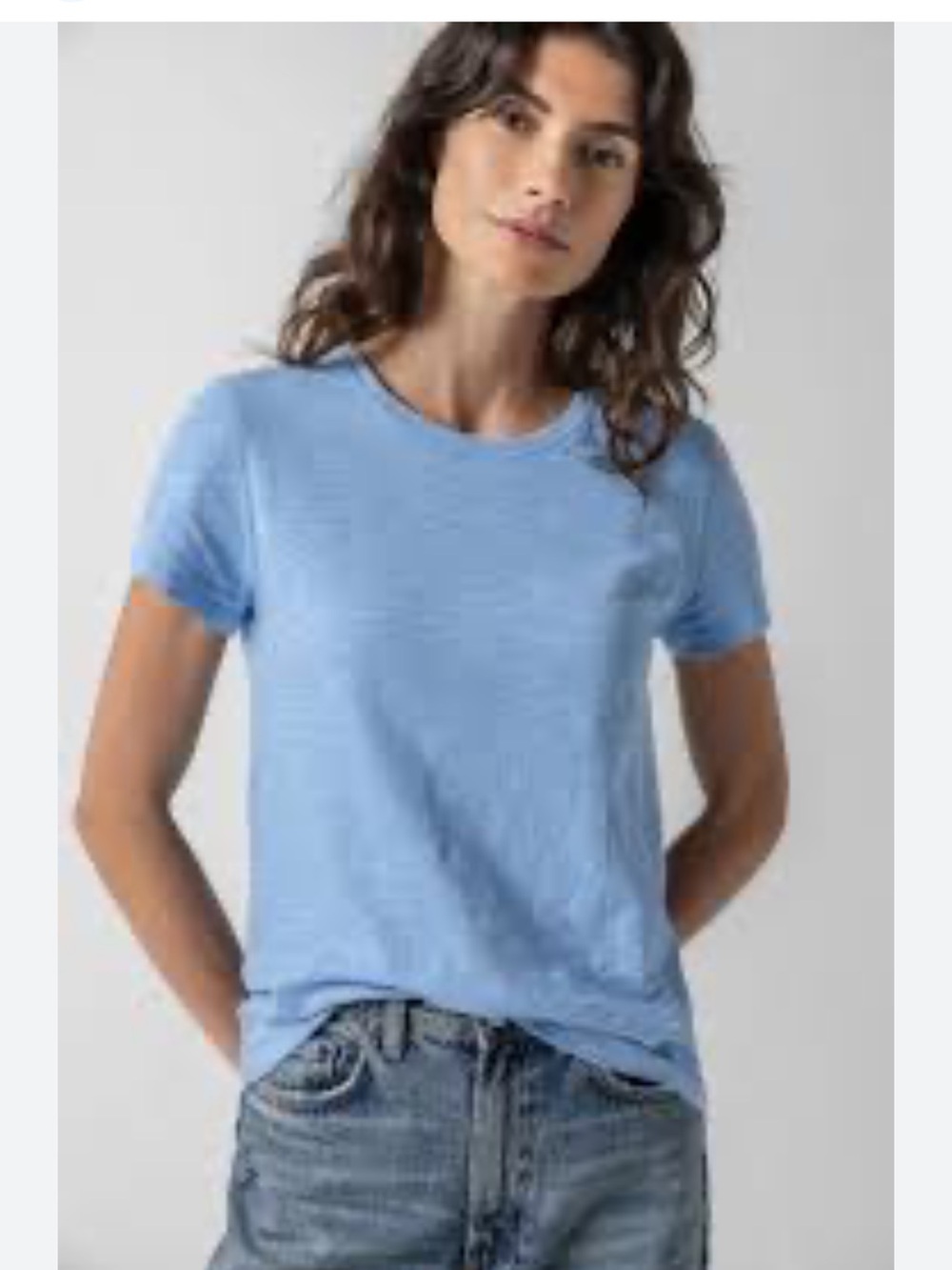 Lilla P Back Seam Classic Crewneck Tee - Light Blue Size XS SOLD OUT ONLINE